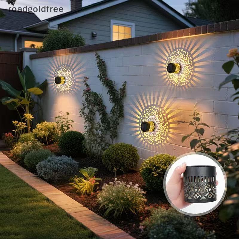 4 Pçs Solar Mandala Passo Luzes De Poupança Energia Resistente Às Intempéries Para Ao Ar Livre De Parede Cerca Pátio Pas