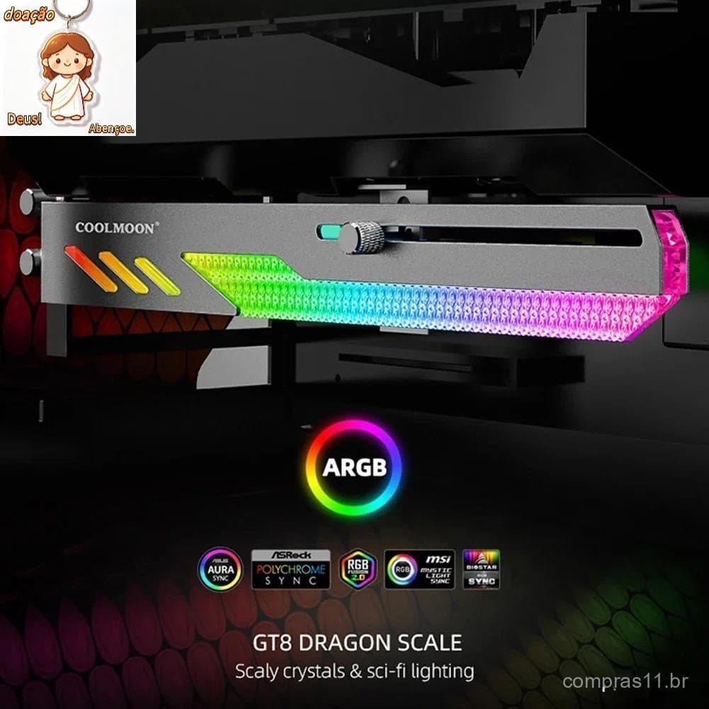 Suporte De Placa De Vídeo Personalizado GT8 Gráfica Horizontal 5V 3Pin ARGB GPU VGA Titular Desktop Caso PC Acessórios D