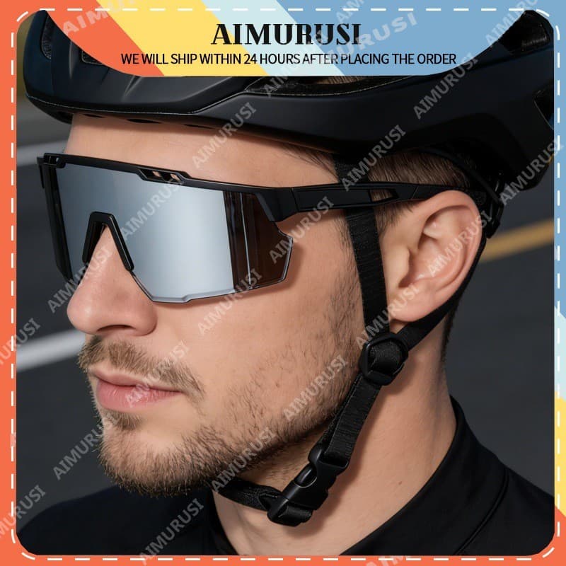 (AIMURUSI) Estilo Esportivo Ao Ar Livre Corrida Ciclismo Aero Lente De Uma Peça Unissex Óculos De Sol Para Dirigir Nova