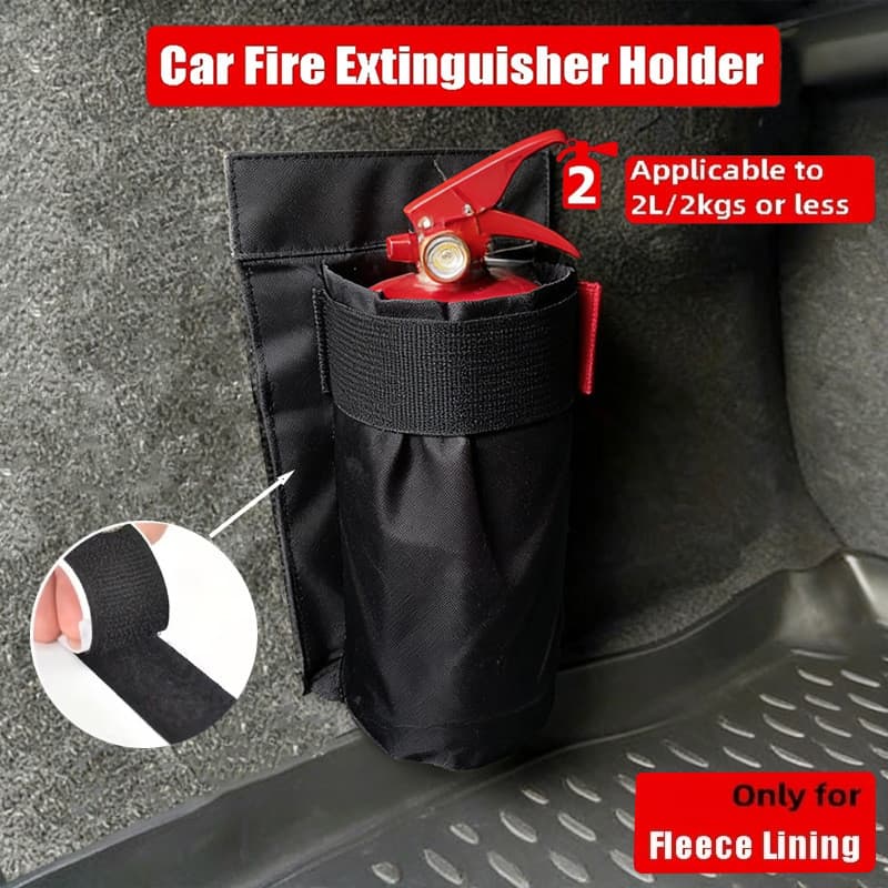 Extintor de incêndio para carro, ferramenta útil para fixação de porta-malas, bolsa de armazenamento de Velcro, bolsa de