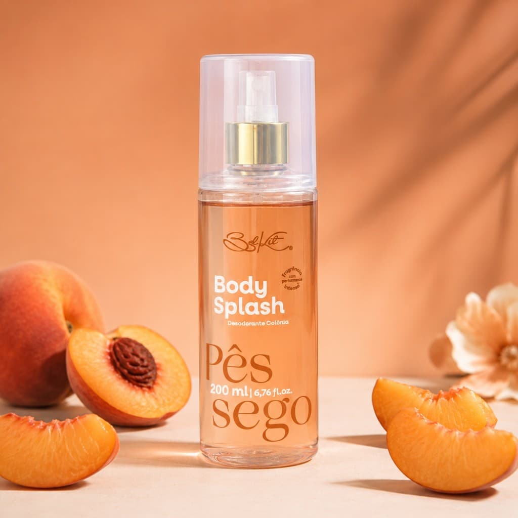 Body Splash Pêssego 200ml Desodorante Colônia Feminino Fragrância Suave e Marcante