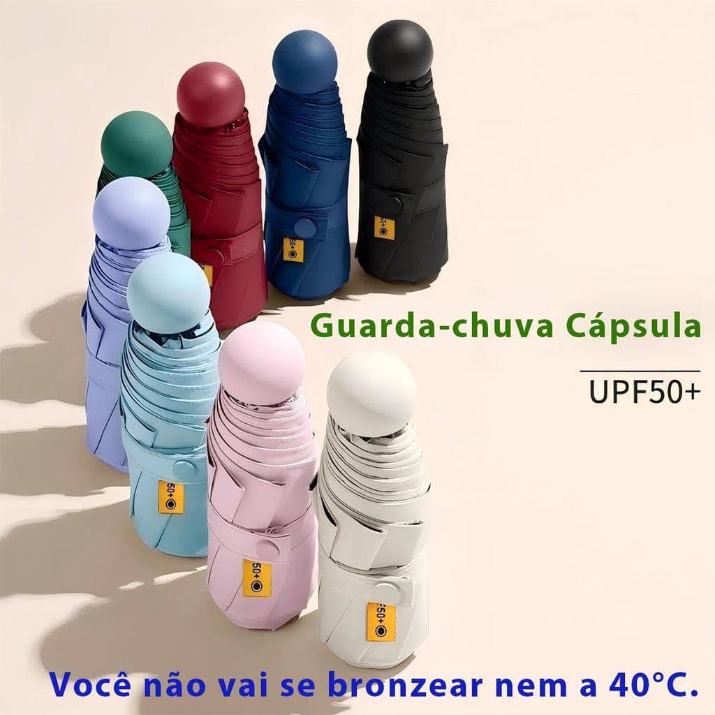 Guarda-Chuva Cápsula Mini Dobrável Compacto Portátil Proteção UV Anti UV Impermeável Leve Para Bolsa Viagem Chuva Sol
