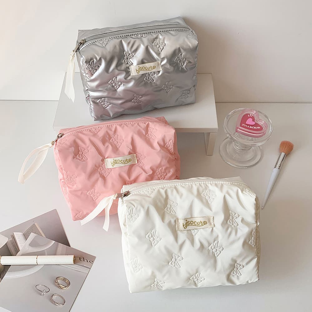 Bolsa Cosmética Portátil Com Arco Brilhante E De Armazenamento De Grande Capacidade Para Os Alunos Viajam Produtos De Hi