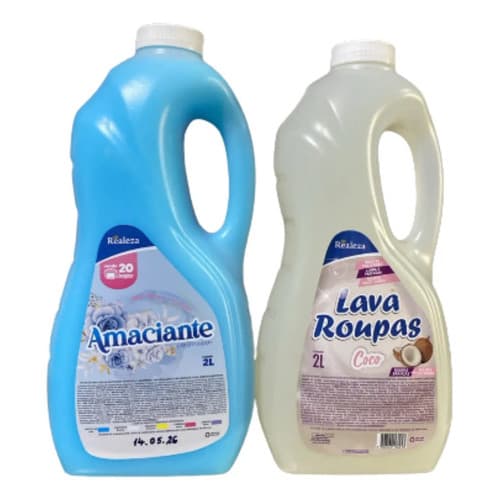 Kit Realeza 1 Amaciante + 1 Lava Roupas De Coco 2 Litro Cada