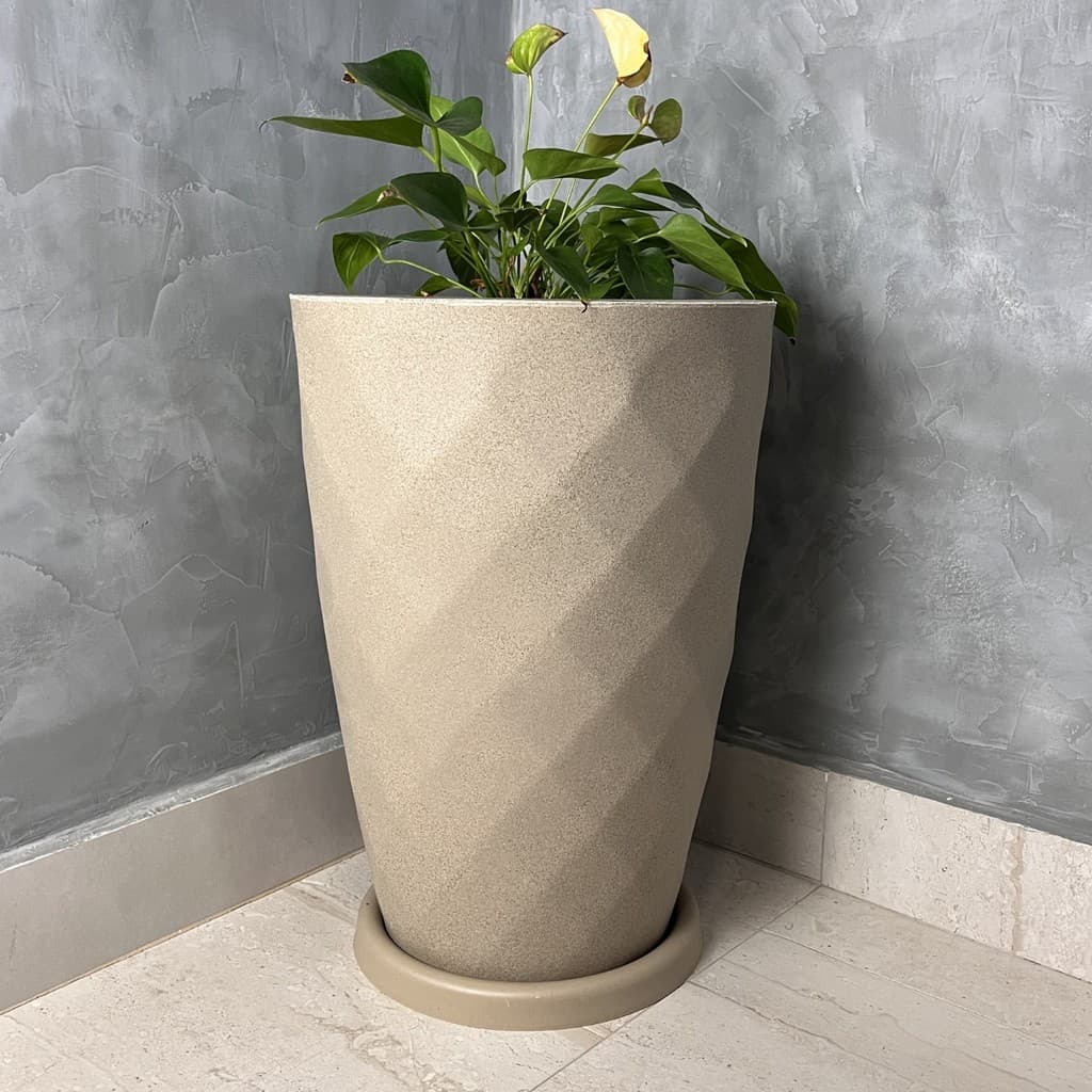 Vaso de Plantas Coluna Veneza M 52x36 Polietileno Premium Decorativo Para Sala Resistente Elegante
