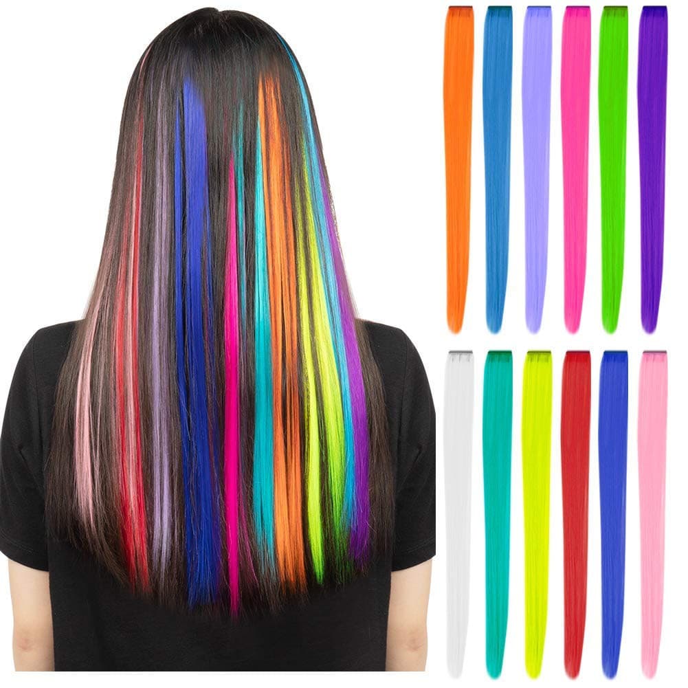 Pedaço de cabelo pedaço de cabelo de peça única tingimento de cabelo orelha sem clipe pendurado cor de fibra química fal