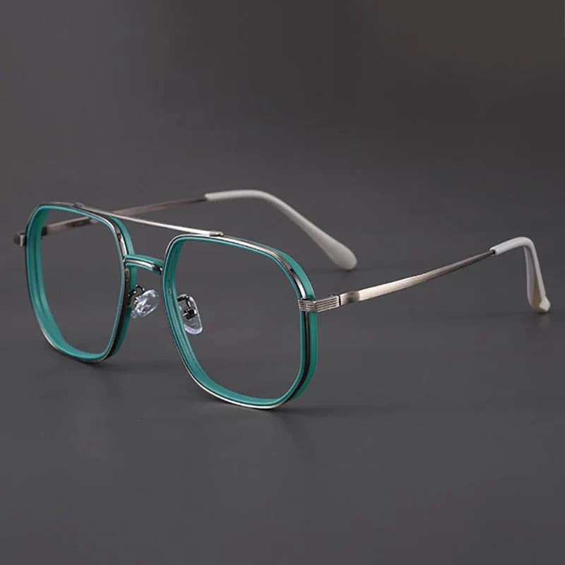 Moda Duplo Feixe Óculos Quadro Masculino Feminino Ultraleve Polígono Anti Luz Azul Lente Transparente