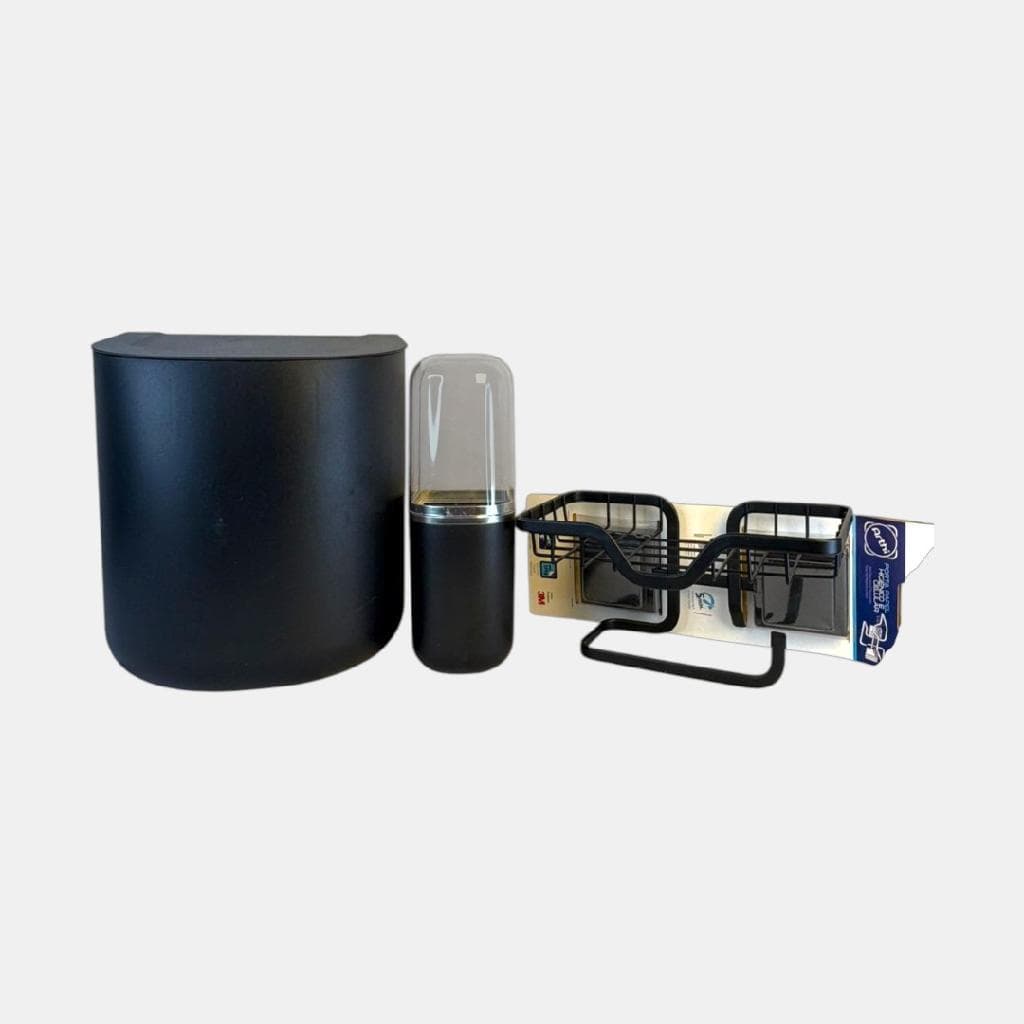 Kit Organização Banheiro Black Arthi 3 Peças