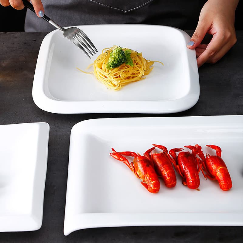 Prato doméstico de cerâmica para lanche de frutas, criativo, branco puro, Irregular, conjunto de forno de micro-ondas, p