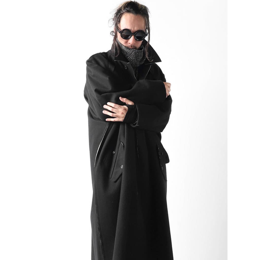 GAOSTUDIOS outono inverno preto desconstruído desgastado casaco de lã masculino solto em branco contraste cor lã casaco