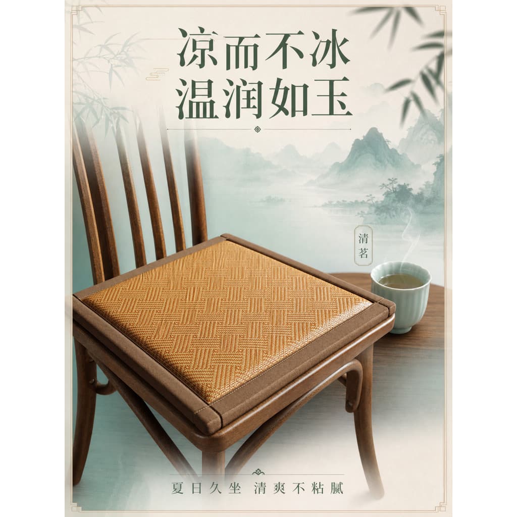 Casa verão nova cadeira chinesa almofada Rattan esteira mogno cadeira de chá almofada mesa de chá cadeira de jantar de m