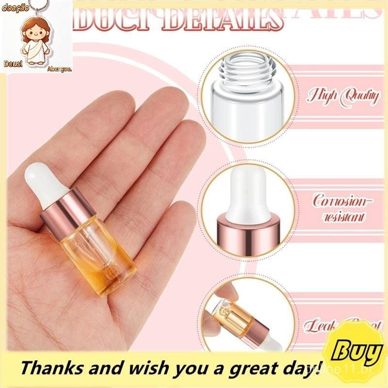 100 Pçs Mini Garrafa Conta-Gotas De Vidro Transparente Garrafas Óleo Essencial Recipientes De Amostra Para Viajar 3Ml Du