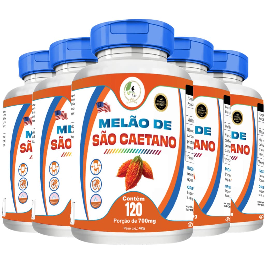 Kit C/5 Melão De São Caetano Fits Life 120 Cápsulas