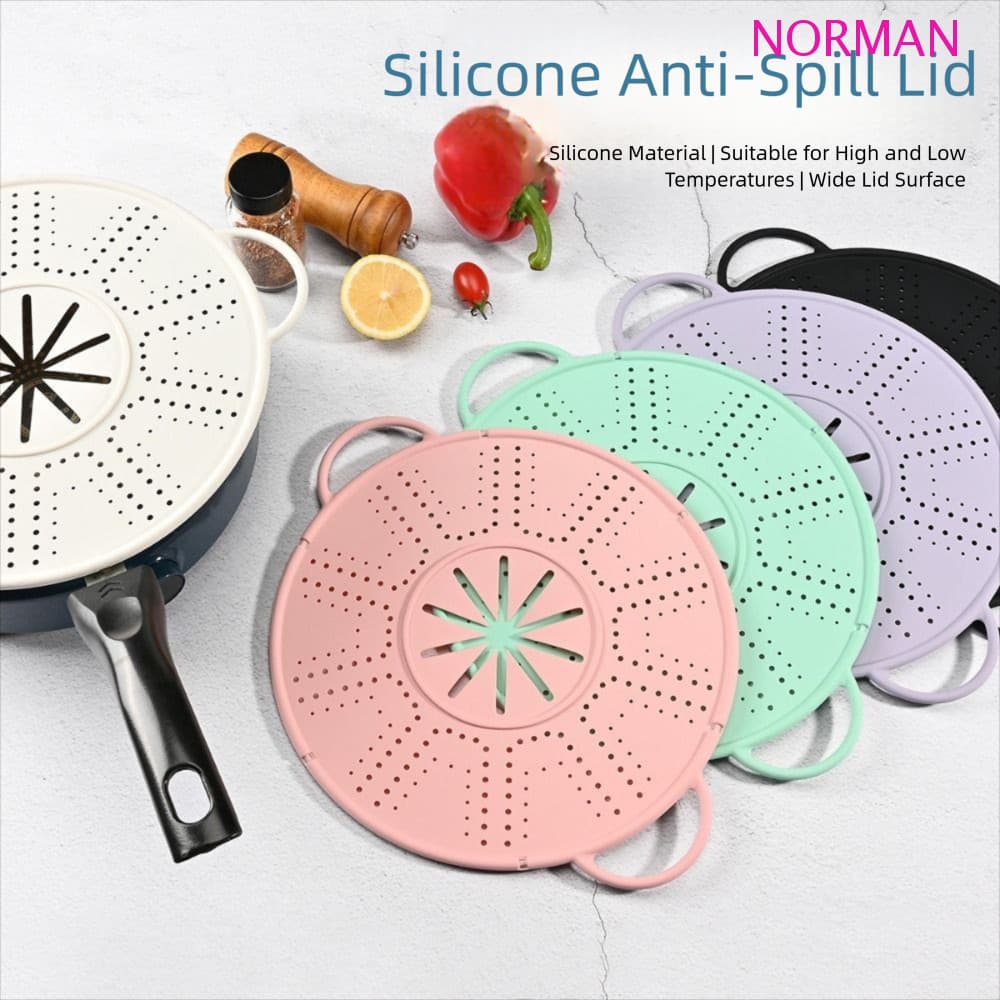 Almofada De Vapor De Silicone NORMAN , Alças Anti-Queimaduras , Bandeja De Inserção Drenagem , Tampa De Panela Reutilizá