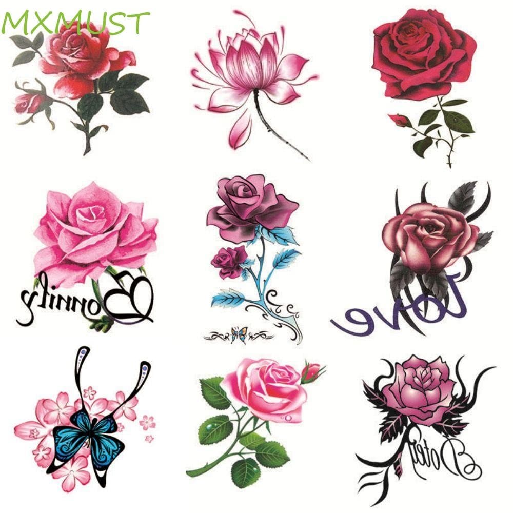 MXMUST 5/10/20/30/50 Peças Adesivos De Tatuagem Temporária , De Borboleta Coloridos Com Padrão De Rosa /