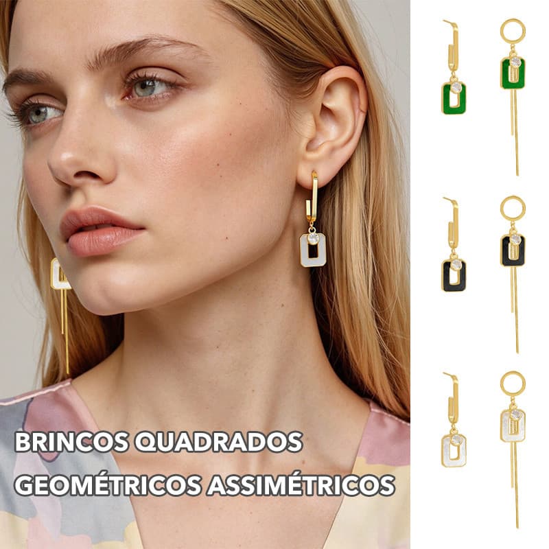 Brincos Geométricos Assimétricos Modernos Com Franjas Exclusivas