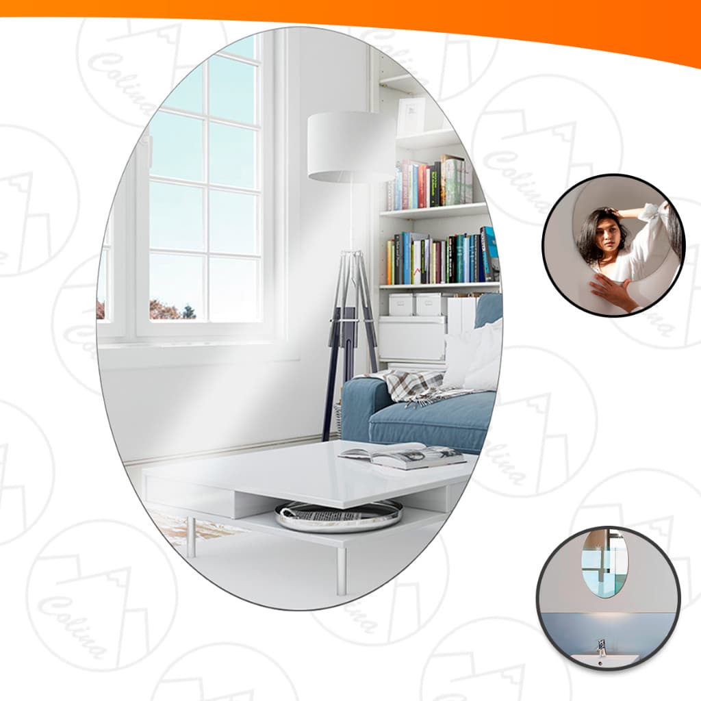 Espelho Adesivo Acrilico Oval 30x20cm Boa Nitidez Decorativo Sala Banheiro Nano Shop