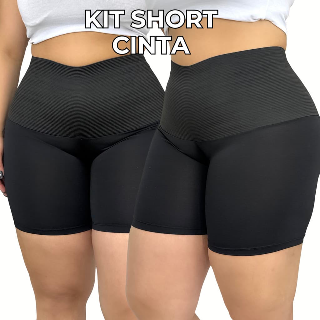 KIT 4 Cinta Short Conforto Modeladora Feminina Alta Compressão