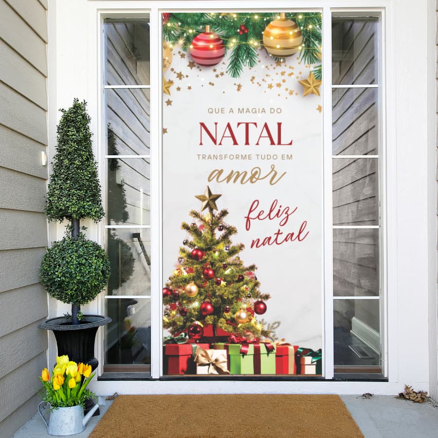 Capa Cortina De Porta Tema Natalino Varias Estampas Festa Natal Cores vibrantes Em Tecido Enfeite Natalino Com Elástico