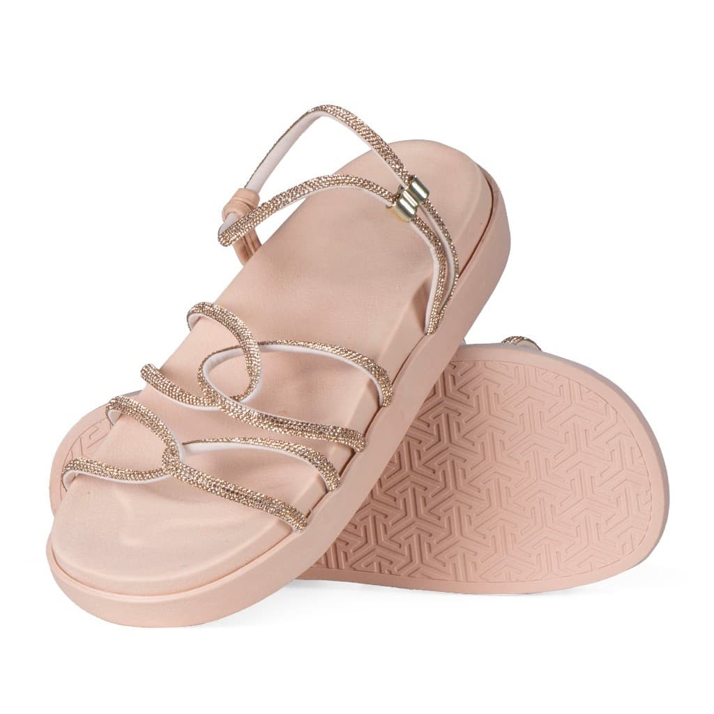 Birken Sandália Conforto Feminina Modelo Plataforma Conforto - Strass Brilhante, Elegante e Leve