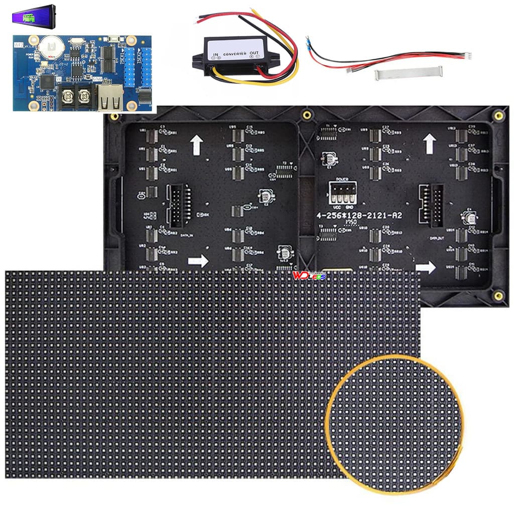 Kit Painel P5 Full Color 32x16 Cm +Placa Wf2 + Conversor 12v
