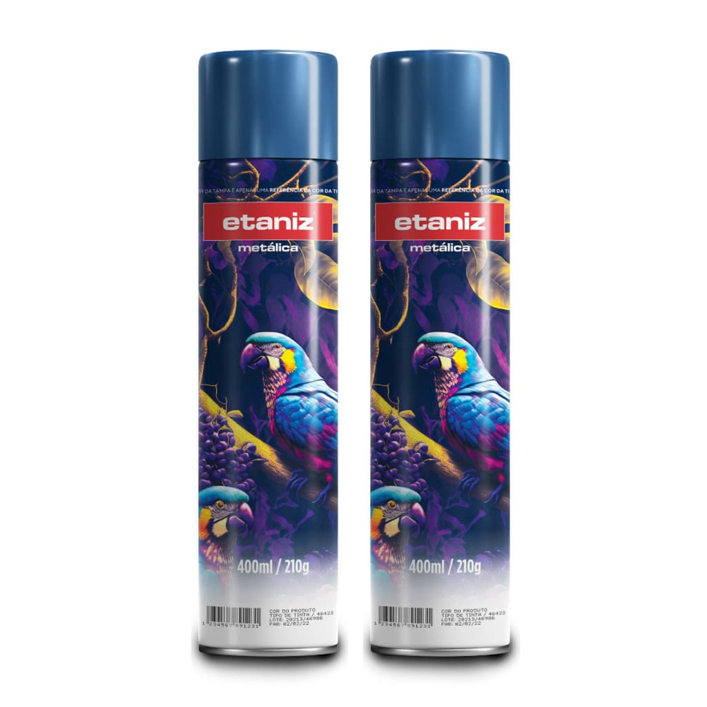 KIT 2 Tintas spray metálico azul extrema fixação 400ml