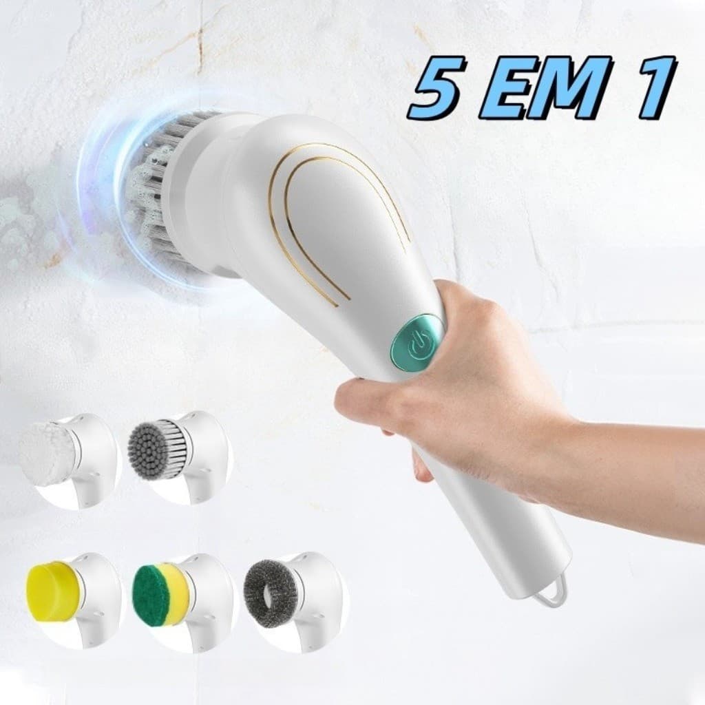 Escova Eletrica de Limpeza 5 em 1 Sem Fio Limpador Multiuso Pratico Para Cozinha , Banheiro prático