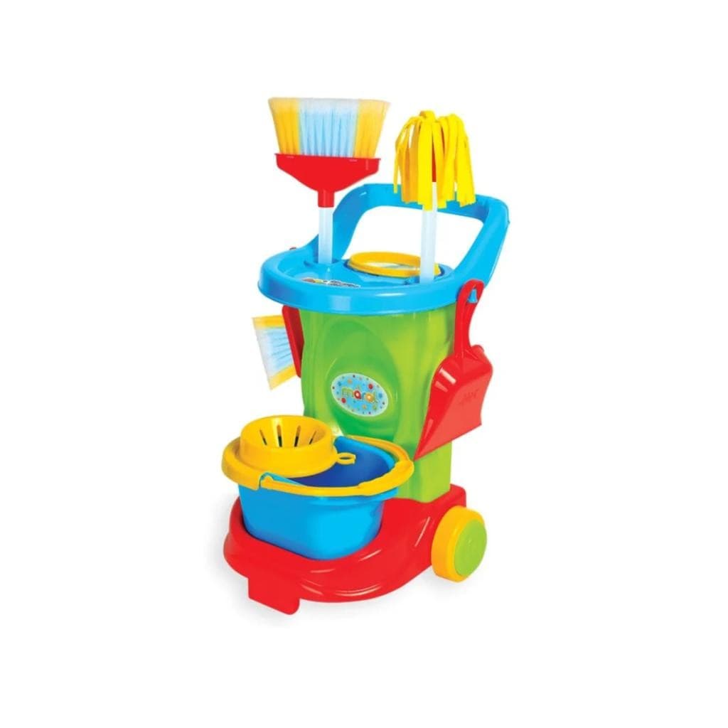 Carrinho De Limpeza Infantil Cleaning Trolley Colorido Completo Brinquedo Educativo Interativo Maral