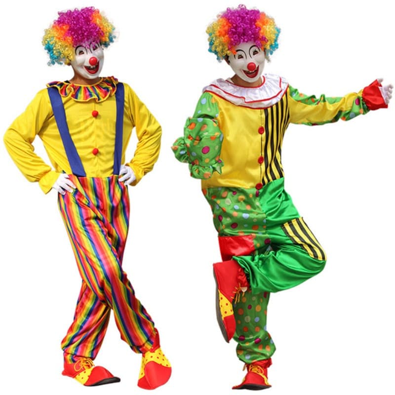Conjunto de Fantasia de Palhaço Masculino de Luxo RUNNY Fantasias de Halloween para Adultos Cor Brilhante Palco 04FS