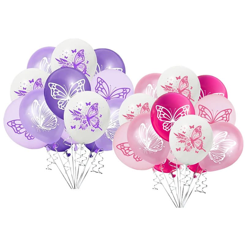 20 Balões de Látex Tema de Borboleta Roxa e Rosa Decoração de Festa de Aniversário Cena de Casamento Chá de Bebê BHX9