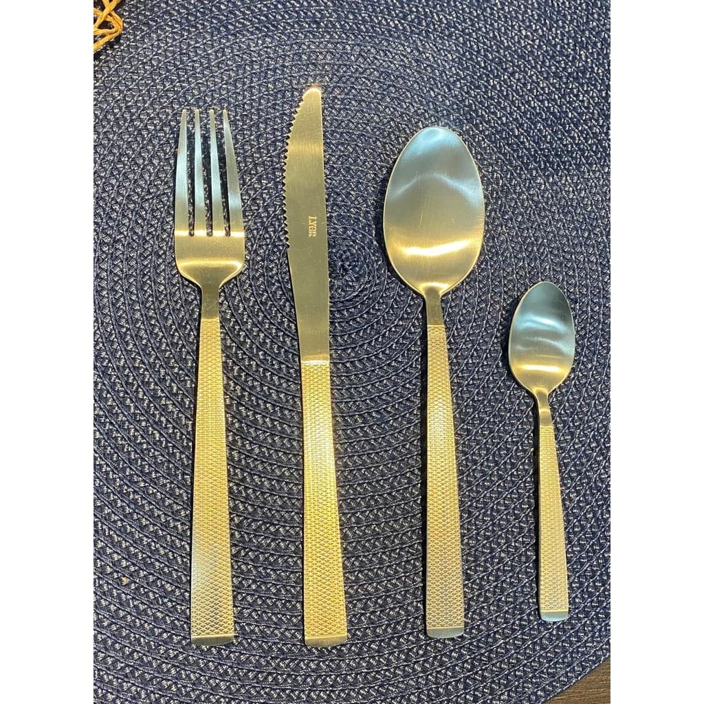 FAQUEIRO 16 PECAS DE ACO INOX SANTORINI TALHERES COR CHAMPANHE