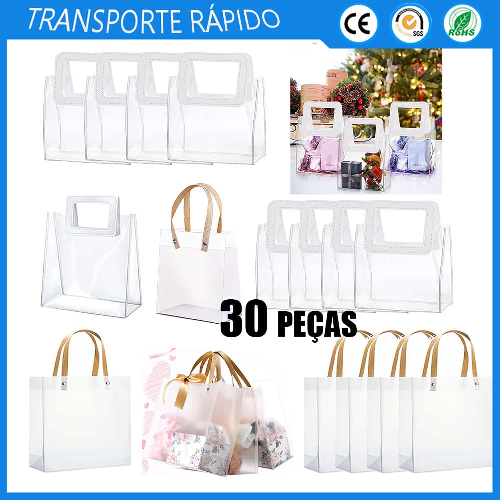 30 sacolas transparentes de PVC para casamento, sacolas para presentes Boutique do dia dos namorados
