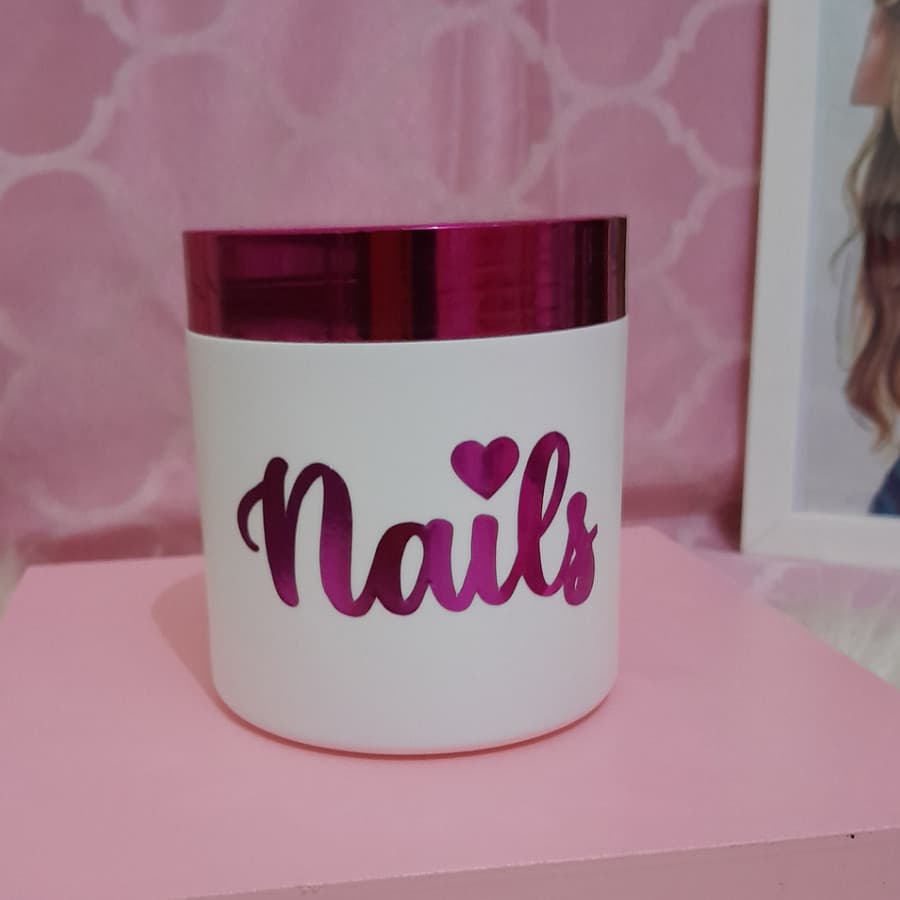 Porta Treco Algodão Gases Nails Manicure Rosa Holográfico