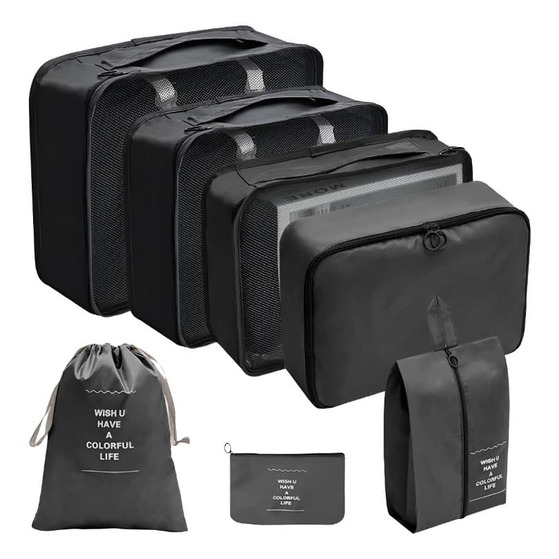 Kit Organizador De Malas 7 Peças - Poliéster Zíper