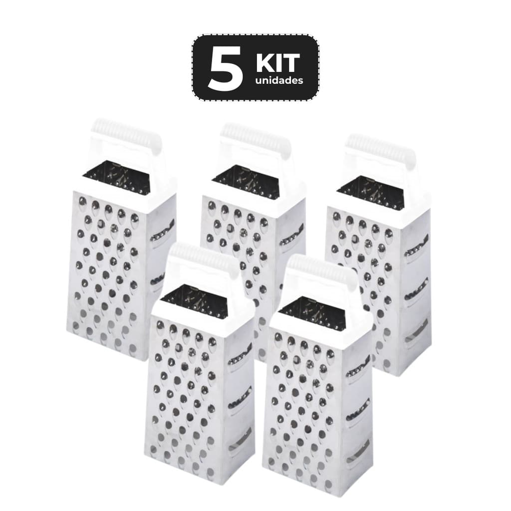 KIT 5 RALADOR INOX 4 FACES 7" BRANCO