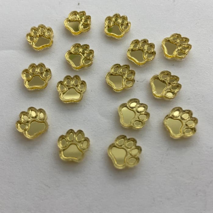 Kit 50 Apliques Patinha/Pata Cachorro em - Acrílico Espelhado Mini 1cm