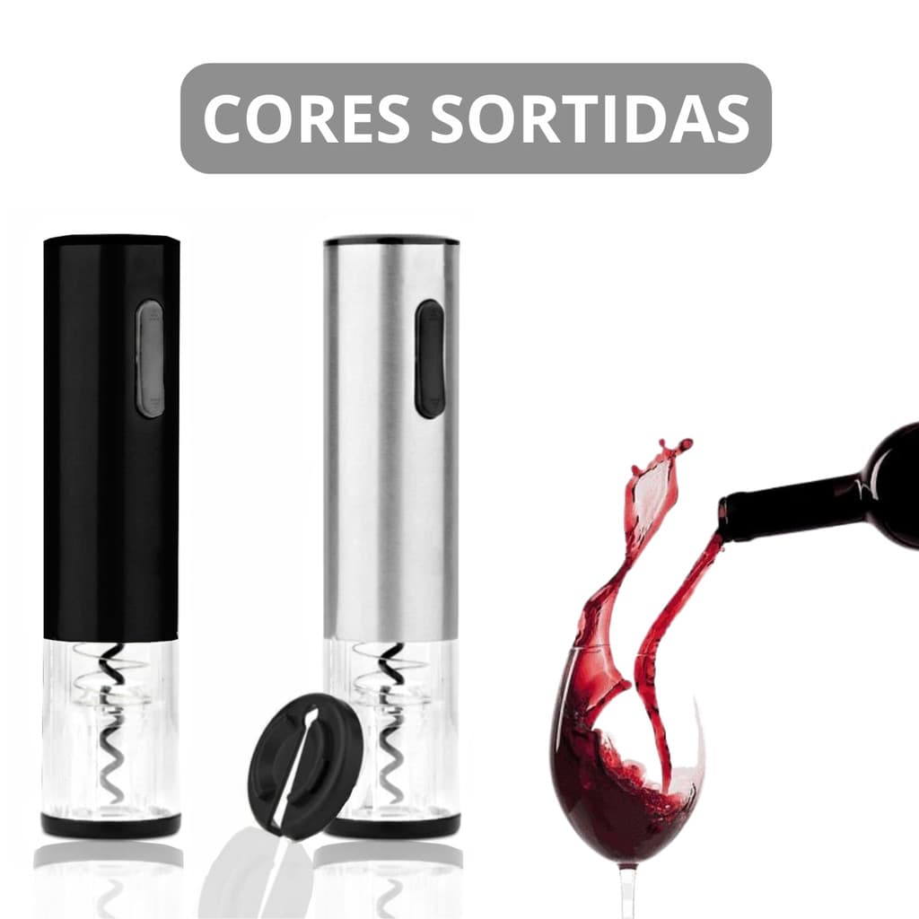 Abridor de Vinho Elétrico - Saca Rolhas Automático (Cores Sortidas)