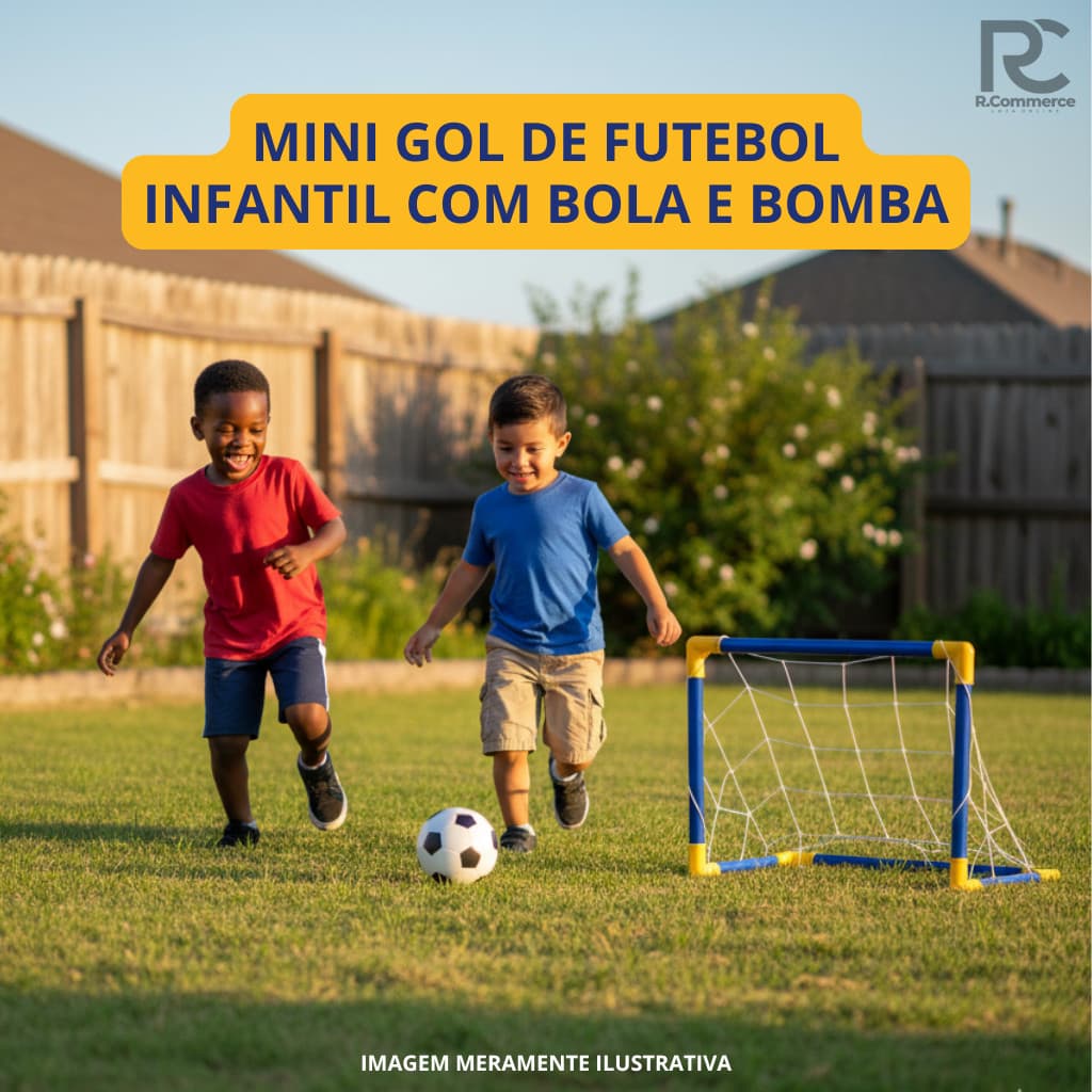 Mini Golzinho Infantil Azul Trave Futebol Brinquedo Bola e Bomba Lazer Criança