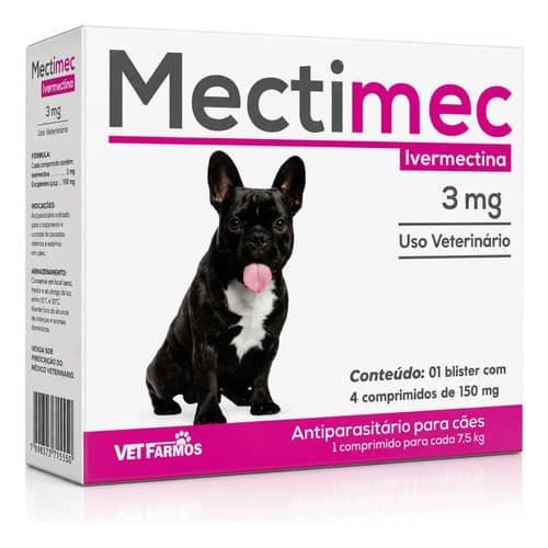 Mectimec 3mg Remédio Mata Carrapato Pulga Verme Cães