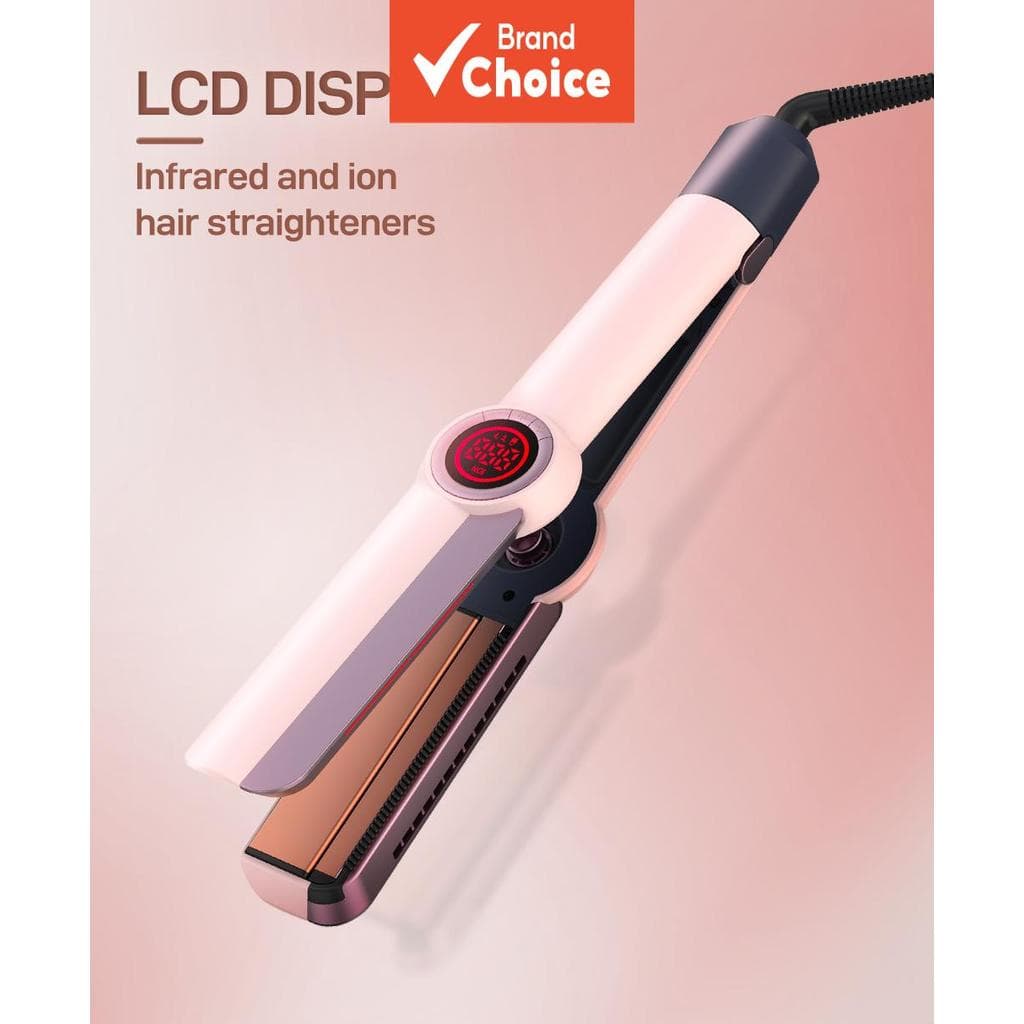 LANDOT Prancha Alisadora a Vapor 2 em 1, Ferro de Alisar e Modelar Cabelo com Íons Infravermelhos, Display LCD, 7