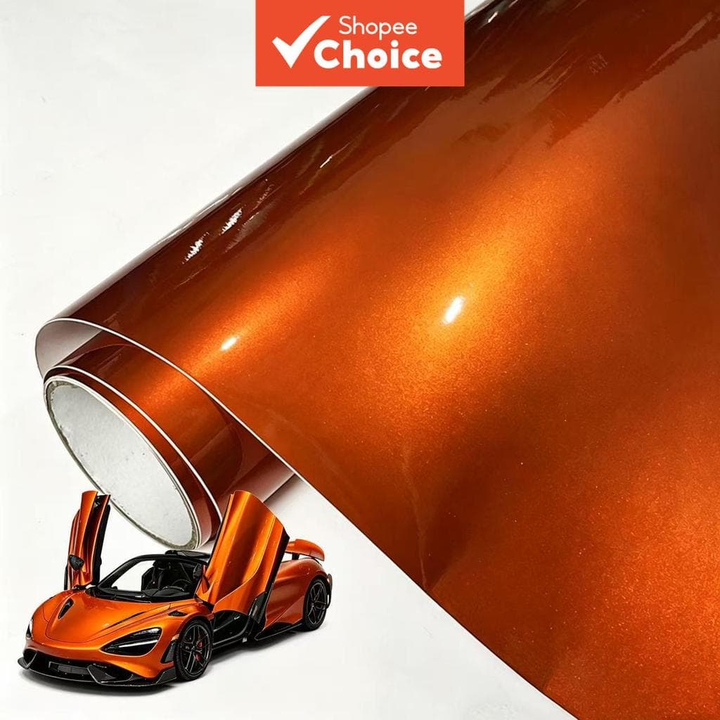 Rolo De Filme Envoltório De Vinil Metálico Laranja Brilhante Autoadesivo Adesivo Decalque De Carro Com Liberação De Ar