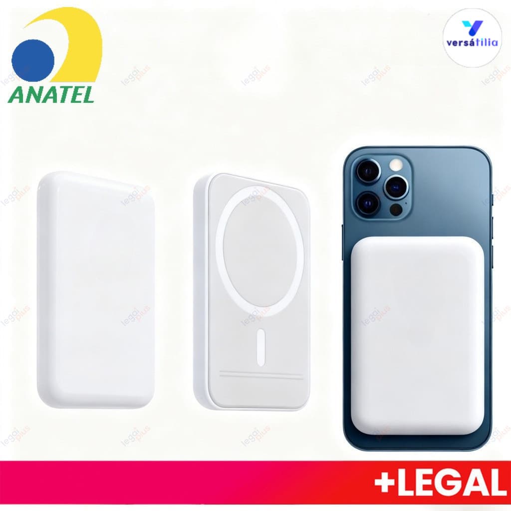 Carregador Portátil por Indução Magsafe Sem Fio para iPhone, Bateria Recarregável 3000/5000/1000 mAh