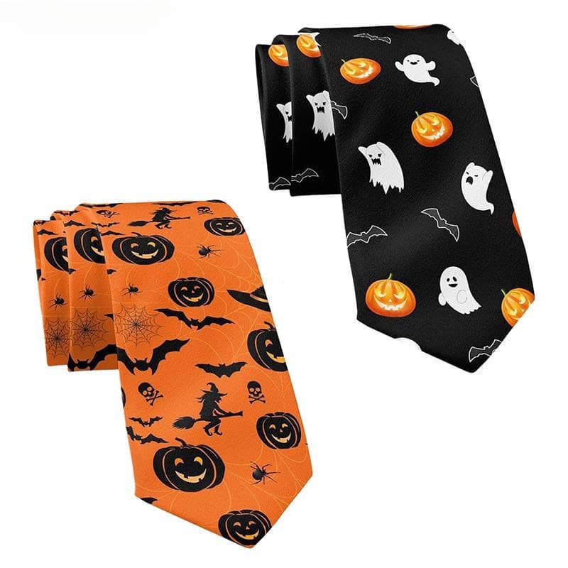 Gravata de Abóbora Preta para Halloween, Acessórios para Fantasias e Cosplay, Gravata de Fantasma Pequeno PHL3
