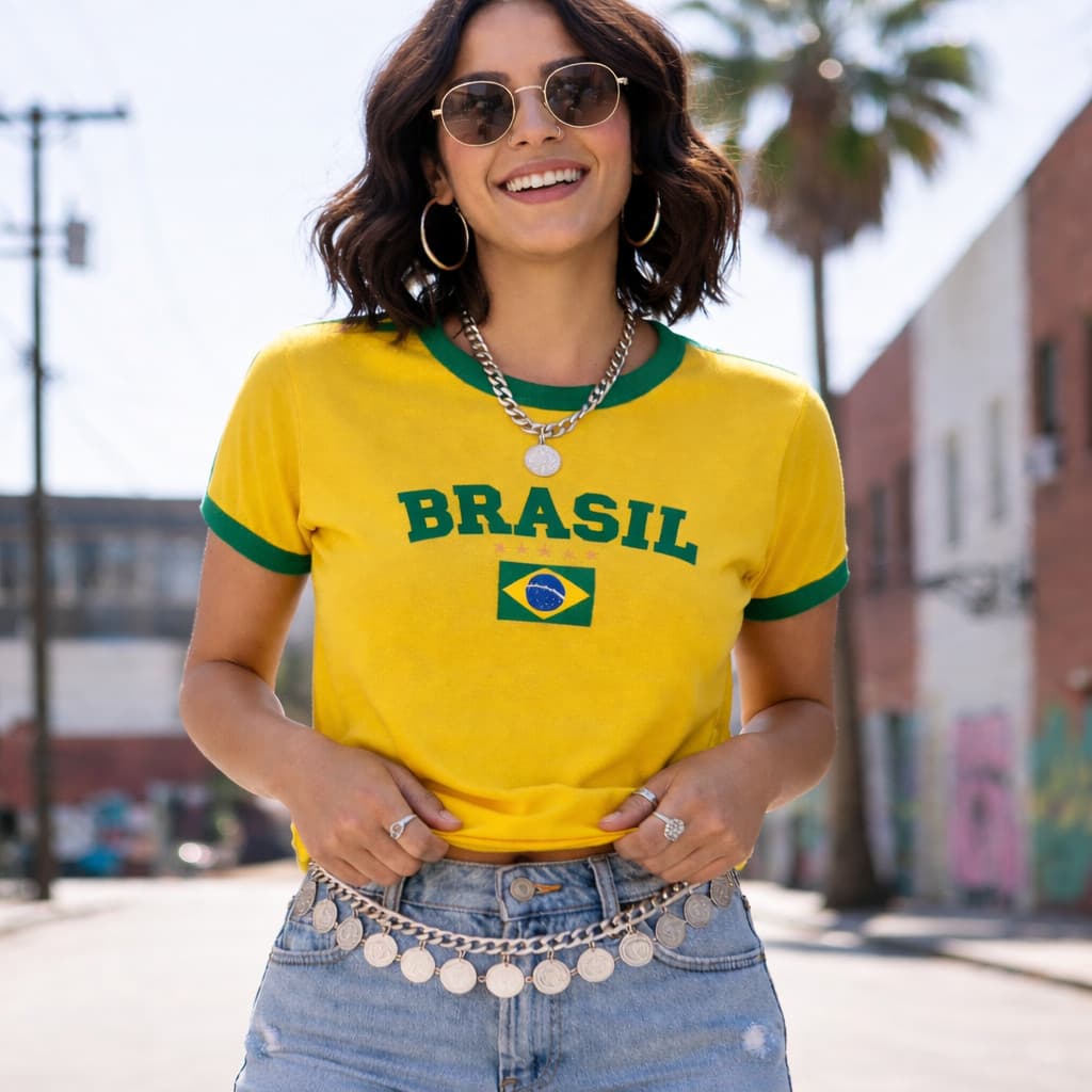 T-shirt Camiseta Do Brasil Camisa Feminina Estampada Copa Envio Imediato