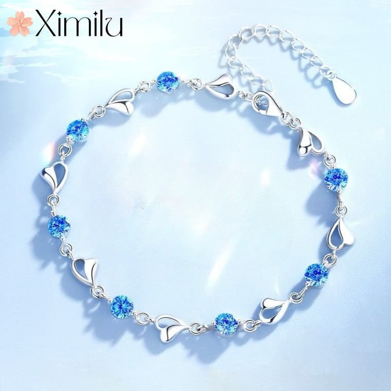 ❤ Original oceano coração pulseira feminina luz Design de luxo rosa cristal pulseira jóias casamento temperamento simple