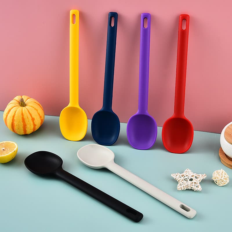 Colher de agitação de Silicone de qualidade alimentar, ferramentas criativas de cozimento, salada, sopa, colher de cozin