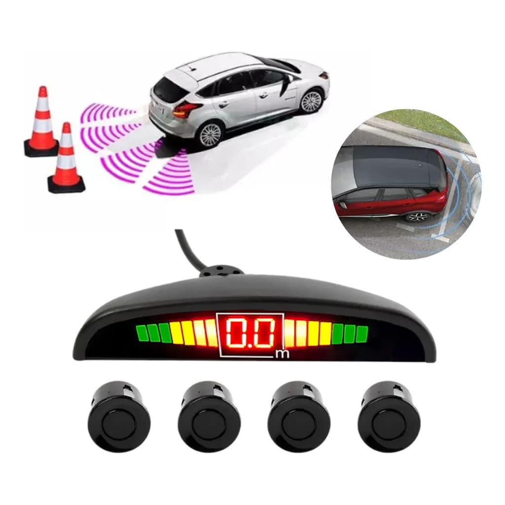 Kit Sensor Estacionamento Automotivo Ré 4 Sensores Preto C/ Nota fiscal e envio ja