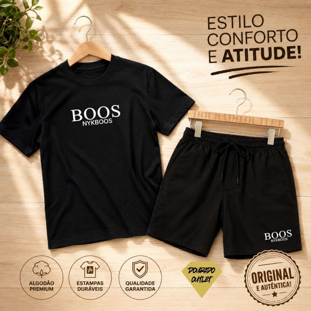 Camisa e Short Masculino boos Estilo Casual Otima Qualidade