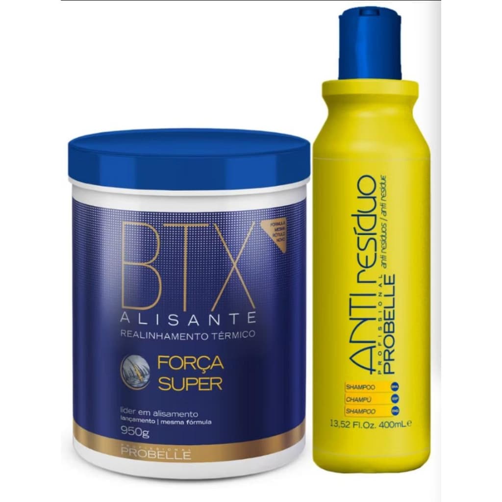 KIT BTX Mega Alisante  Força Super  Probelle 950G + shampoo anti residuo 400ml probelle