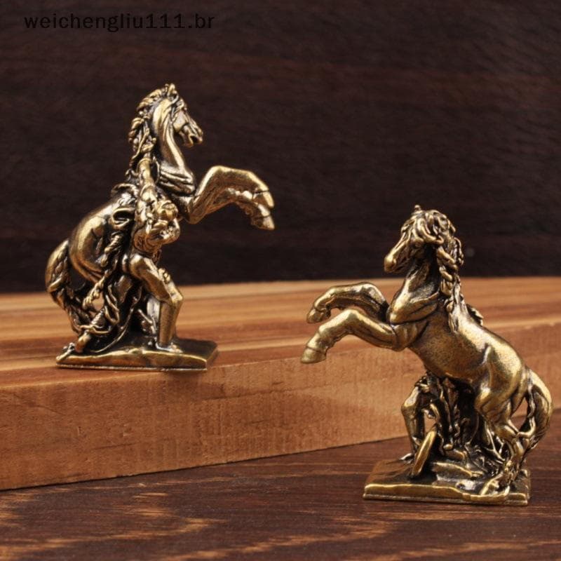 # weicheng 1 Peça Artesanato De Metal Decorações Para Casa Estátua De Cavalo Do Zodíaco Chinês Decoração De Bronze Sala